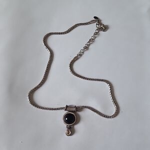 Silver and Black Minimalist Necklace with Elegant Drop